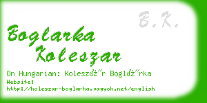 boglarka koleszar business card